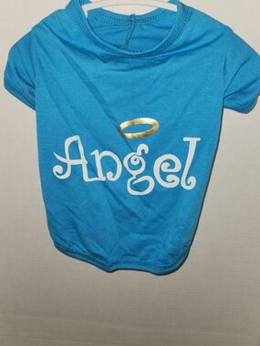 Blue "Angel" Graphic Dog Tee with Gold Halo
